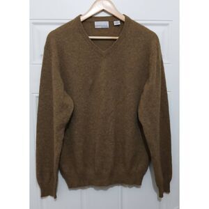 American blue mens medium 100% pure cashmere tan rust sweater super soft